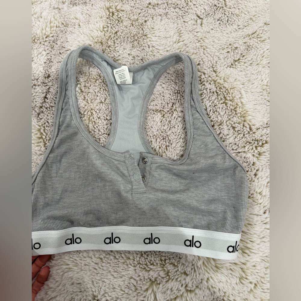Alo women’s grey ribbed bra